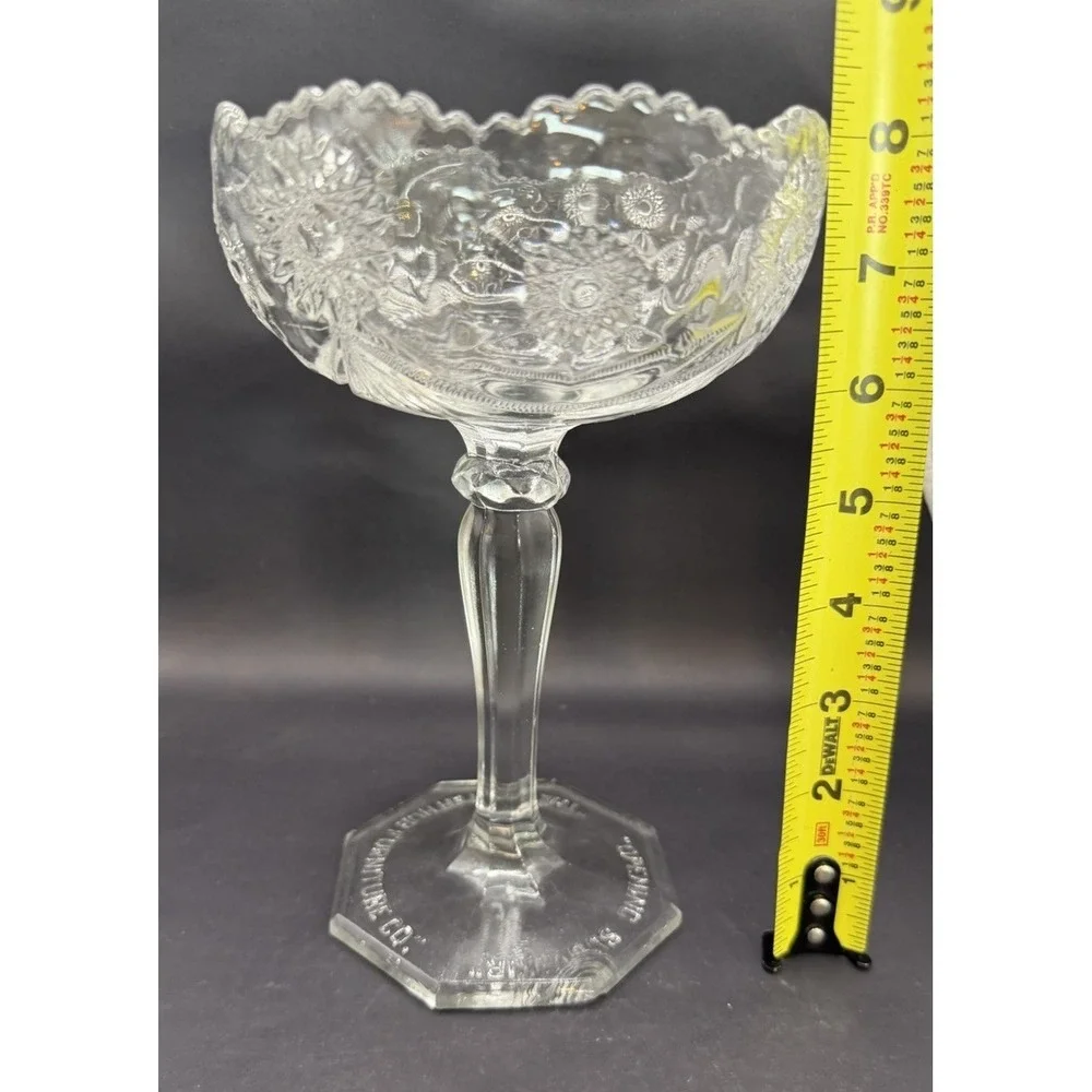 Vintage Greater Hub Furniture Co Opening Souvenir Glass Compote Bowl